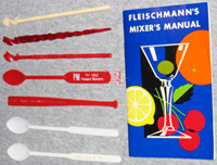 "Fleischmann's Mixers Manual" and Miscellaneous Vintage Swizzle Sticks